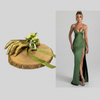 Green Corsage and Emerald Dress - Square Light Grey