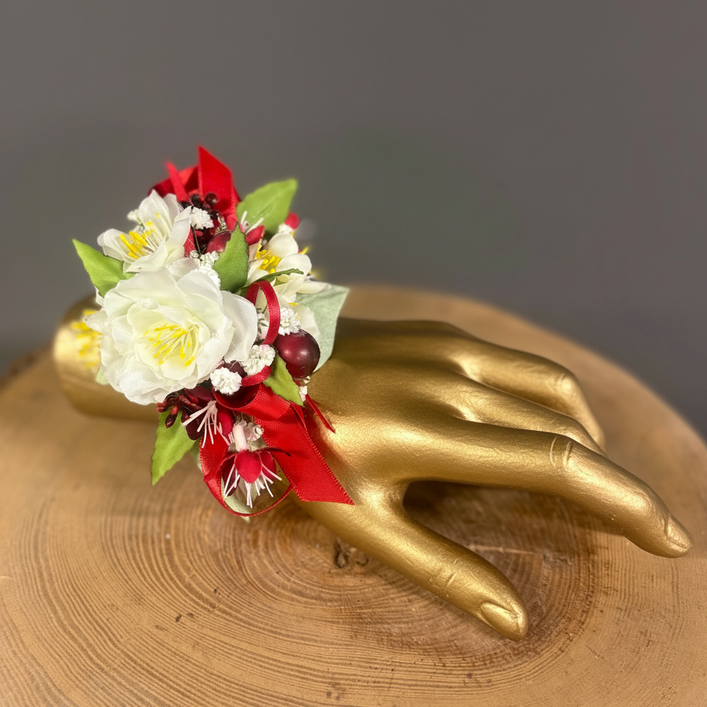 Red Corsage - Silk Smooth Gold Hand 2