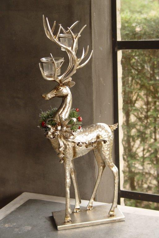 Christmas candle holder two candles. Deer metal