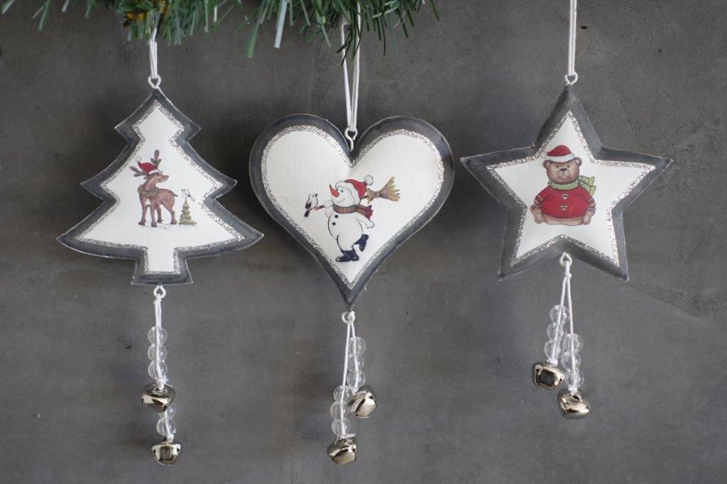 sheet metal Christmas tree decorations with jingle bells
